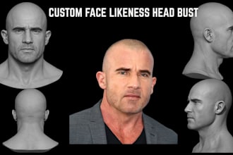 sculpt a realistic 3d head bust head portrait face likeness from your 2d photo