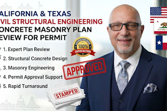 provide california and texas civil structural engineering concrete masonry plan