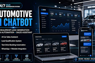 build an ai nlp automotive chatbot for car dealership website and showroom sales