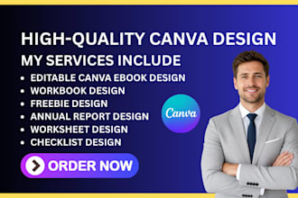 design editable canva ebook, workbook, freebie, annual report or worksheet