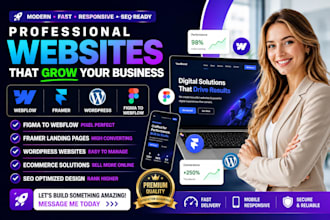 develop webflow website figma framer landing page ecommerce wordpress porfolio