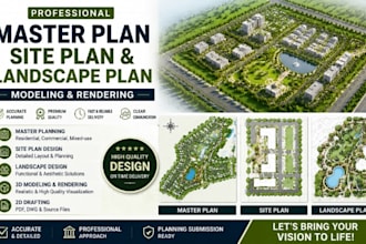 do master plan, site plan and landscape plan modelling and rendering