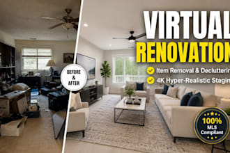 do virtual renovation, decluttering, and virtual staging for real estate