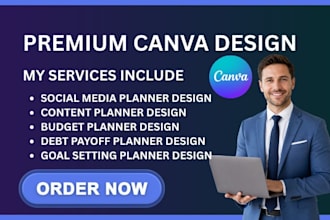 design canva social media, content, budget, debt payoff, goal setting planner