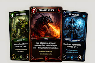 design custom card game cards tcg cards playing card and tabletop game assets