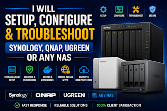 setup, configure and troubleshoot synology, qnap, ugreen or any nas