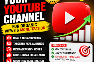 promote your youtube channel for organic views and monetization