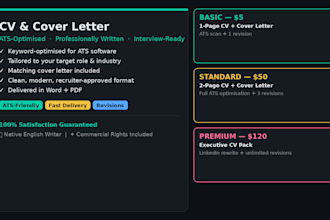 write a professional ats optimised CV and cover letter that gets results