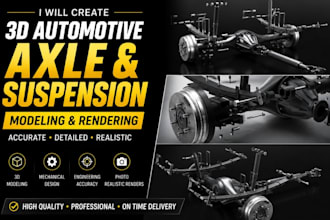 do professional 3d cad modeling, automotive axle, suspension systems, rendering