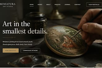 design squarespace painting portfolio website miniature art studio website