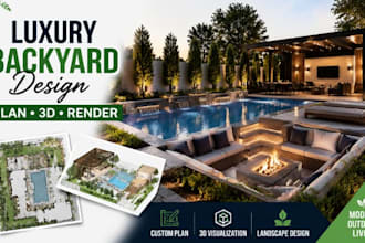 create luxury backyard concept pool area layout real estate landscape render