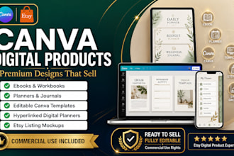 design canva ebook, workbook and planner for etsy digital products