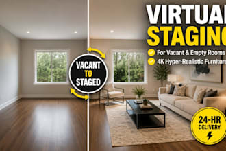 do realistic virtual staging for vacant and empty rooms