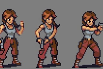create pixel art sprite sheet pixel animation, pixel art character game art 2d