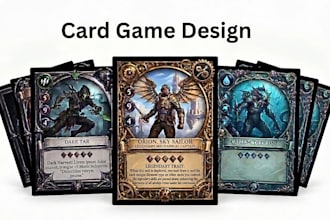 create card game design, board game art, playing cards and rulebook card game