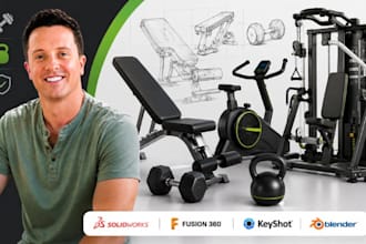 sports equipment cad design gym equipment 3d model, product rendering for brands