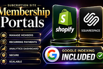 build a squarespace membership website or shopify subscription store
