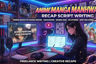 write engaging anime, manga and manhwa recap scripts for youtube