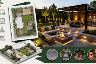 hardscape design plan outdoor construction layout garden space planning backyard