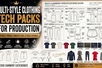 develop production ready fashion tech pack for apparel production