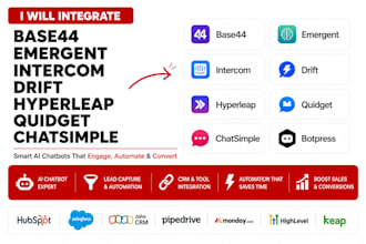 integrate base44 emergent intercom drift hyperleap quidget chatsimple