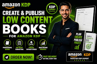 create and publish low content books for amazon KDP