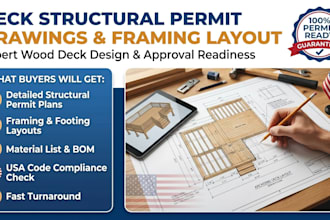 draft deck structural permit drawings wood deck framing layout design