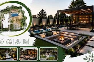modern landscape concept outdoor backyard planning garden layout visualization