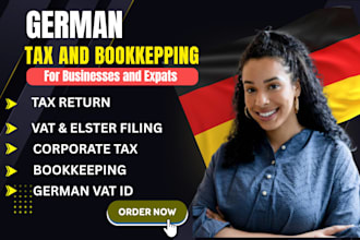 do german tax return, vat, income tax, corporate tax filing, bookkeeping, vat id