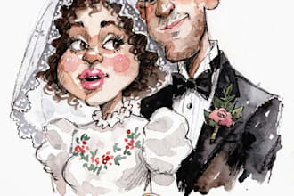 make wedding watercolor caricature portrait artistic gift