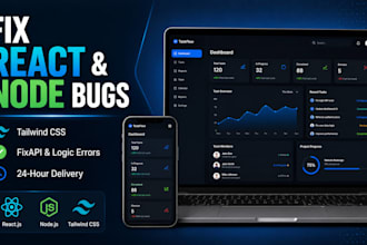 fix react js bugs tailwind CSS layouts and node js errors