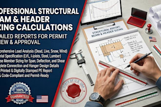 do beam and header sizing calculation report for structural permit review