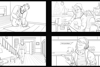 sketch 25 storyboard frames for film, animation, ads and commercial in 24 hours