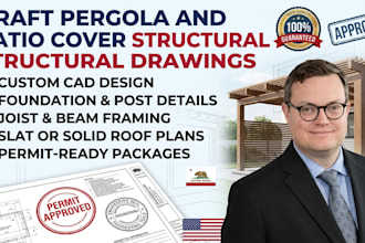draft pergola and patio cover structural drawings for backyard construction