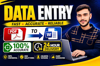 do accurate PDF to word data entry with 24h delivery