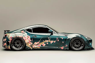 create motorcycle wrap design, car wrap and vehicle