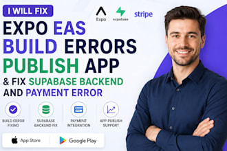 fix expo eas build errors publish app and fix supabase backend and payment error