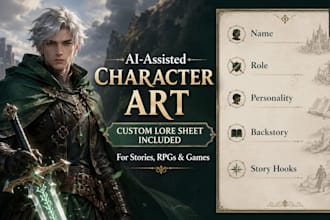 create ai character concept art and lore sheets for rpg stories