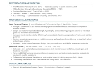 write in depth fitness resumes