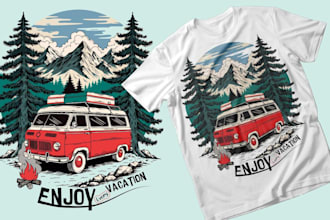 design retro vintage truck logo t shirt design for travel