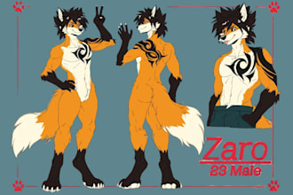 create furry reference sheet furry art character design fursona art commission