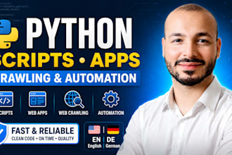 create python scripts, web crawlers and custom apps with german precision