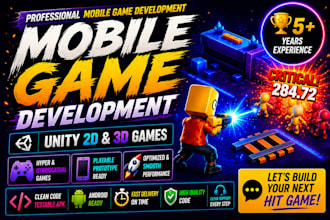 develop a rapid unity 2d 3d android game prototype or mvp