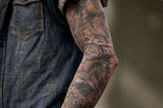 create sleeve tattoo design in geometric style