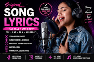 write original song lyrics for your pop, rnb, edm or afrobeat song