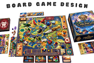 design board game card game, tabletop game artwork, board game design box design