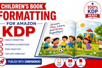 format children book for amazon KDP kindle paperback hard, children picture book