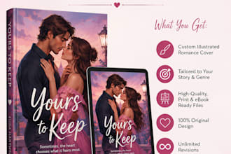 design an illustrated romance book cover or ebook cover