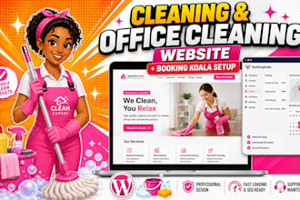 design cleaning service and office cleaning website with booking koala pricing