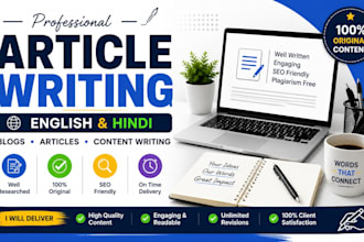write articles and blog posts in english and hindi